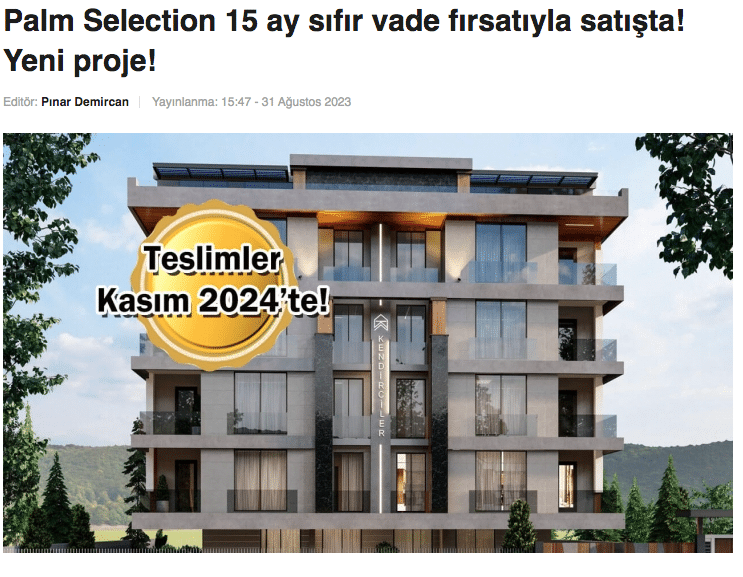 Palm Selection Antalya projemiz haber sitelerinde!