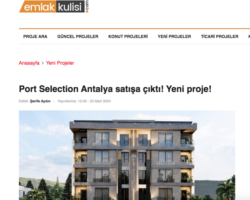 Port Selection Antalya projemiz emlakkulisi.com’da